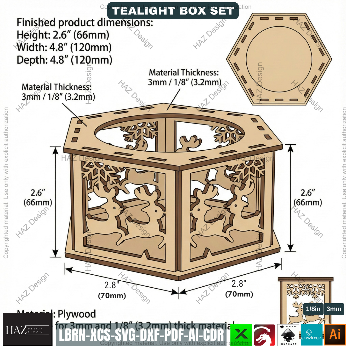Christmas Tealight Box Bundle, Laser Cut Lantern Templates, DIY Holiday Candle Holders 505
