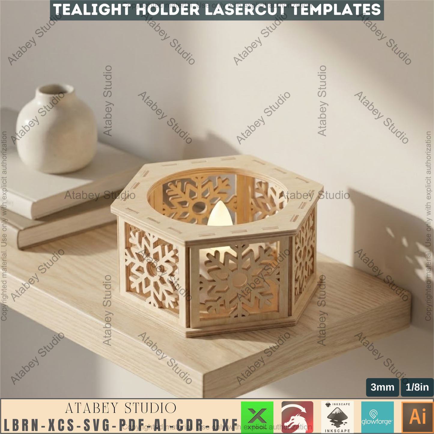 Christmas Candle Holder Bundle Laser Cut Lantern Tealight Box Xmas Table Decor 977