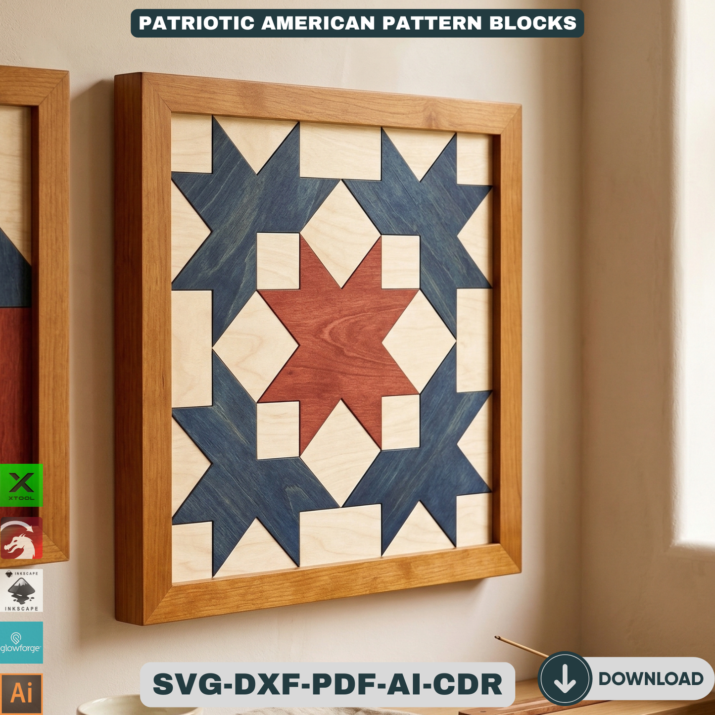 Patriotic Barn Quilt Pattern American Flag Wall Art 4th of July Wood Sign Template Independence Day 942