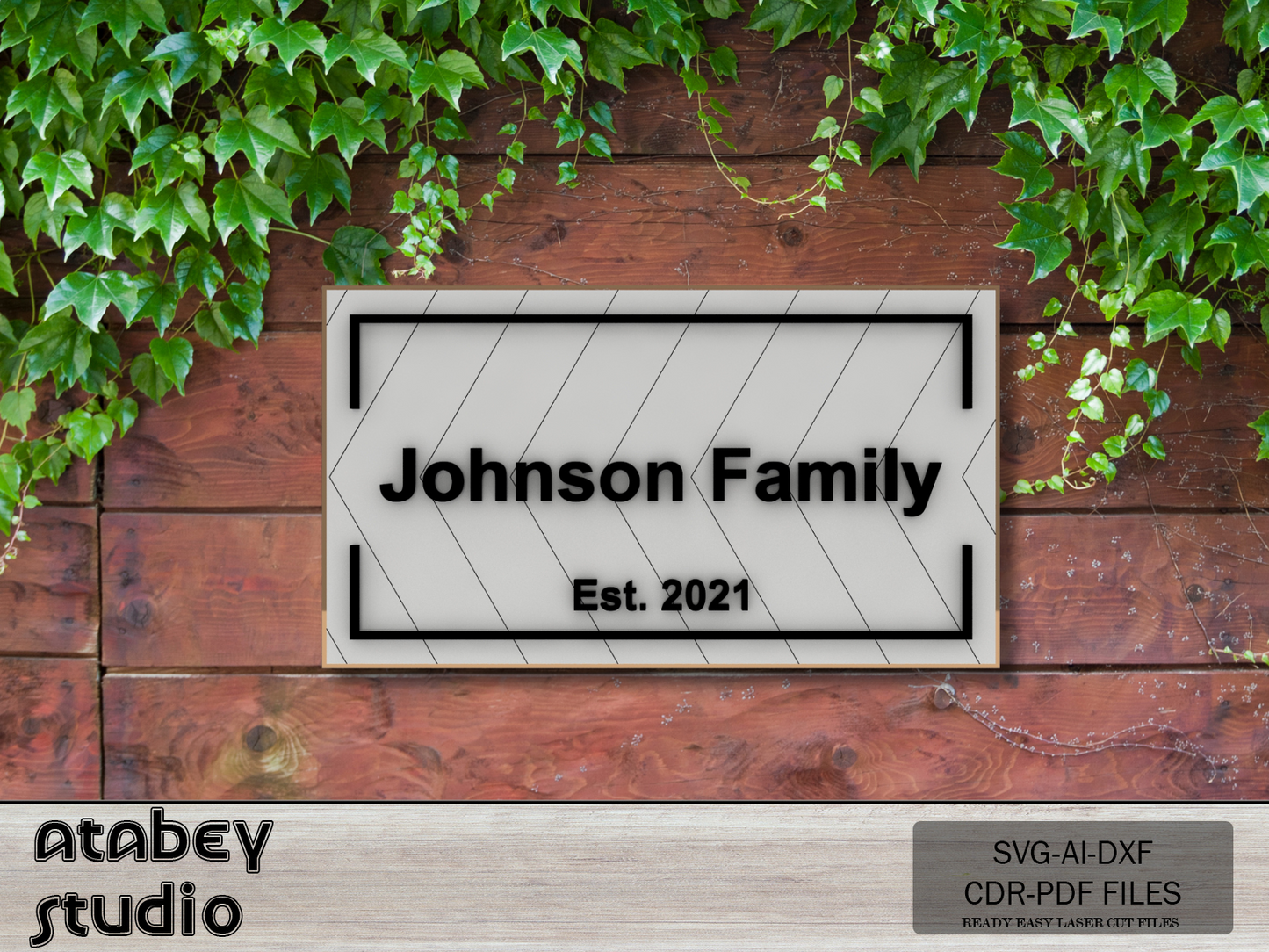 Personalized Faux Shiplap Name Sign - Custom Family Sign with Frame & Pattern 717