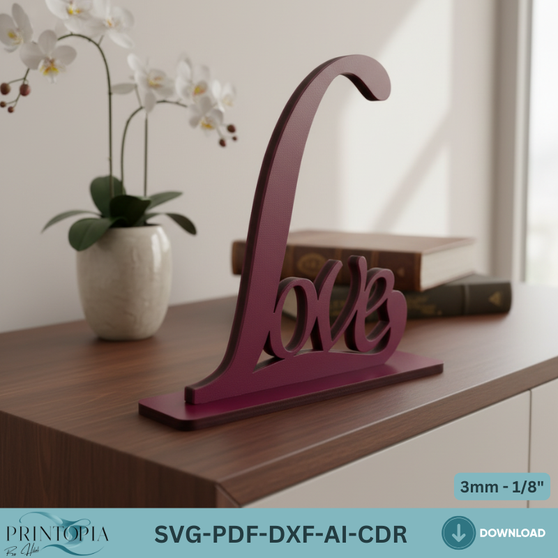 Love Shelf Sitter Standing Sign Laser Cut File, Valentine's Day Decor, Romantic Wedding Gift 324