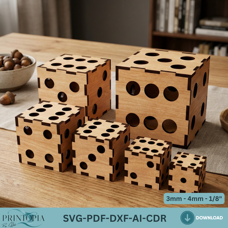 Wooden Dice Box Laser Cut Template, Tabletop RPG Board Game , Wood Dice 329