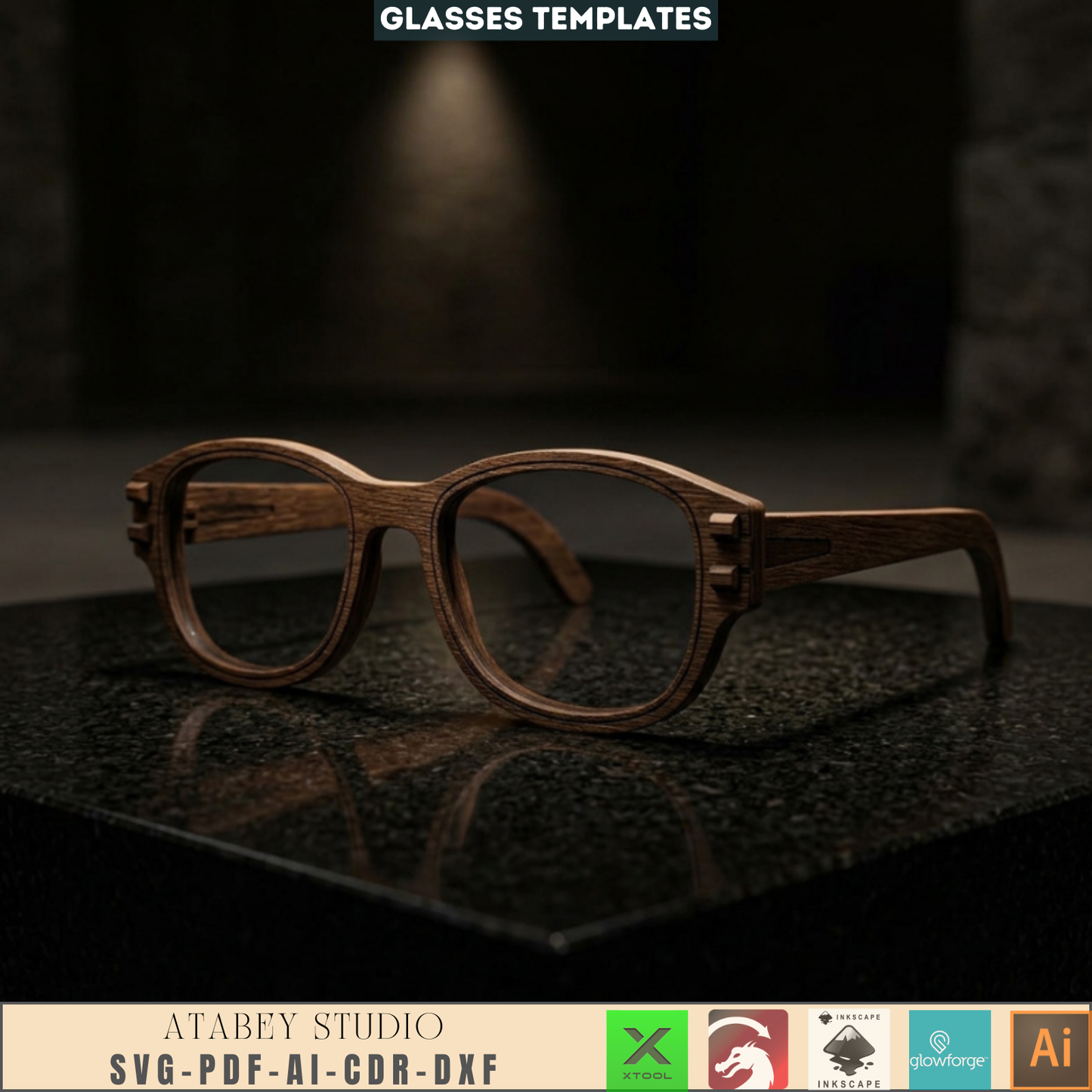 DIY Wooden Eyeglasses Craft Files - Laser Cut MDF Glasses Templates 630