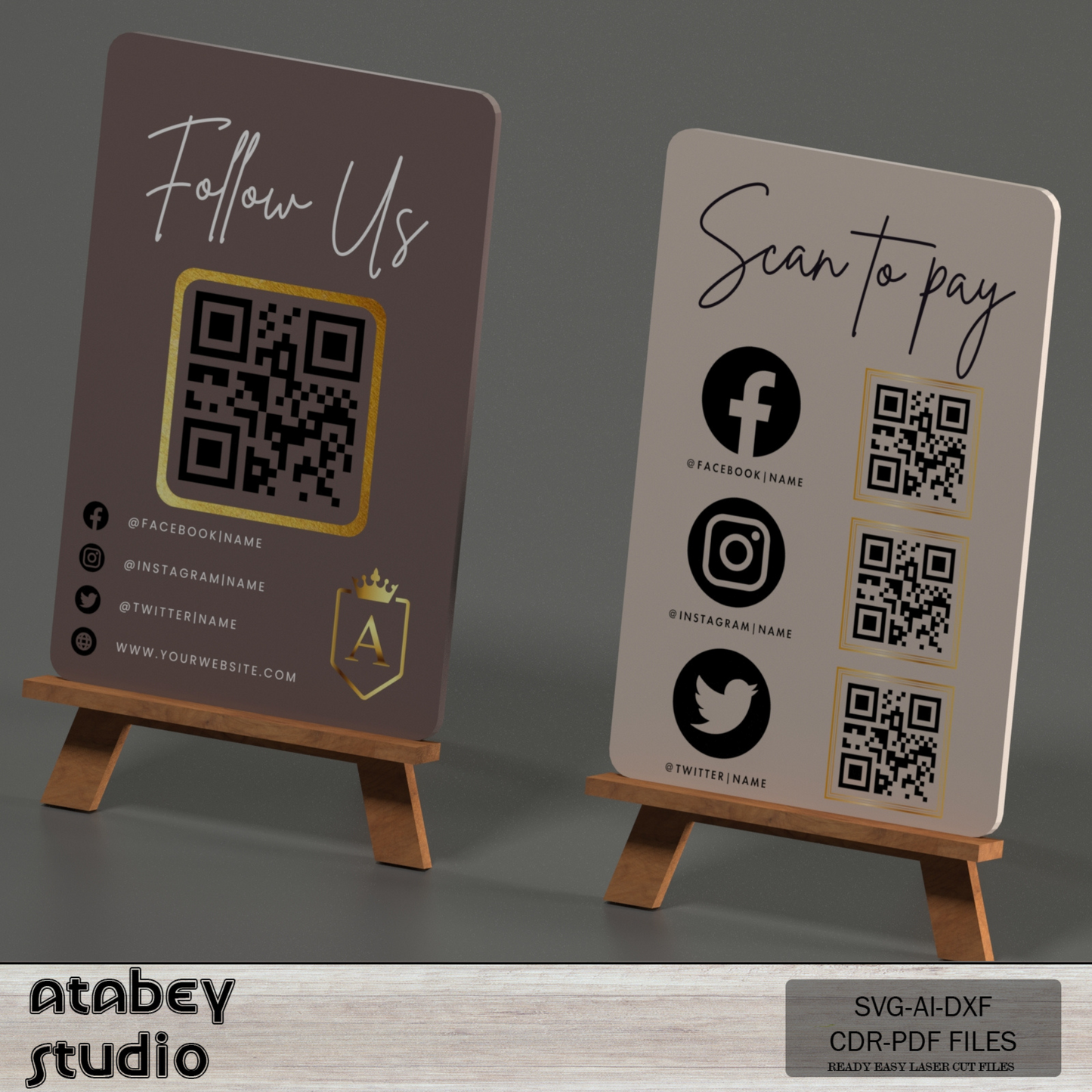 Custom QR Code Signs for Business - Social Media & Payment Scan Display 856