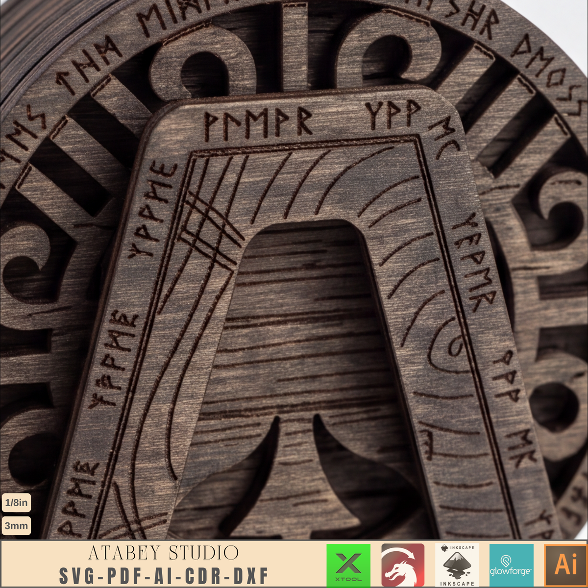 Norse Rune Poker Coasters Laser Cut File, Viking Drink Coaster Stand, Game Night Bar Gift for Him 1035