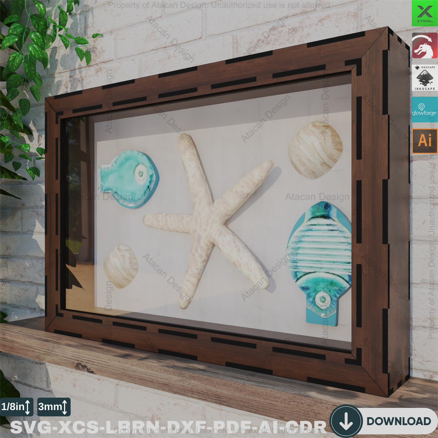 Removable Shadow Box Frames: Digital Laser Cut File Collection,3D Picture Frame Template: Wood Shadow Box Set, DIY Project853