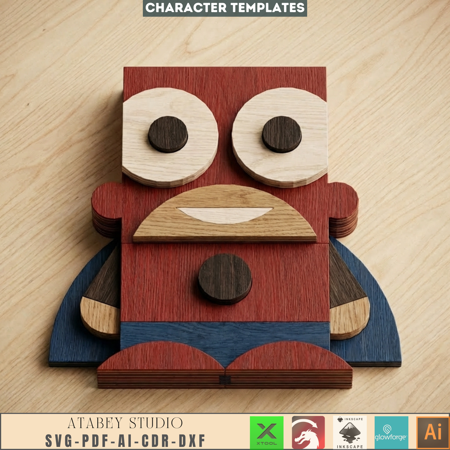 Layered Character Templates Laser Cutting Superhero Clown Unicorn Kid Wall Decor DIY Wood Projects