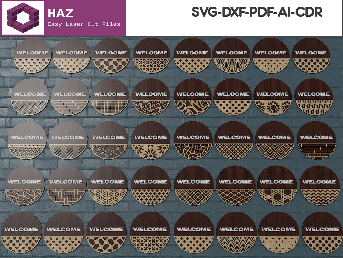 050 Door Hanger Bundle / Patterned Door Hangers / Welcome Sign SVG DXF CDR Ai 050