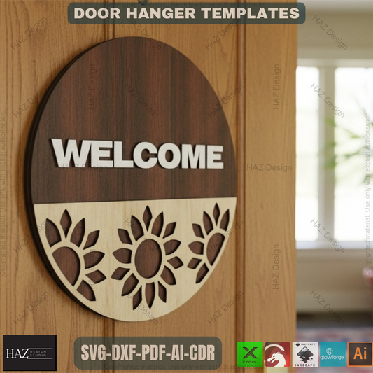 40x Door Hanging Signs with Patterns SVG Bundle, Laser Cut Welcome Door Hanger Templates, Digital Files for Glowforge Xtool Laser CNC 475