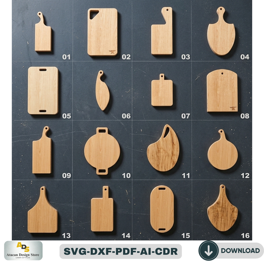 Cutting Board Bundle, Laser cut SVG Files, Cutting Kitchen Boards Set
