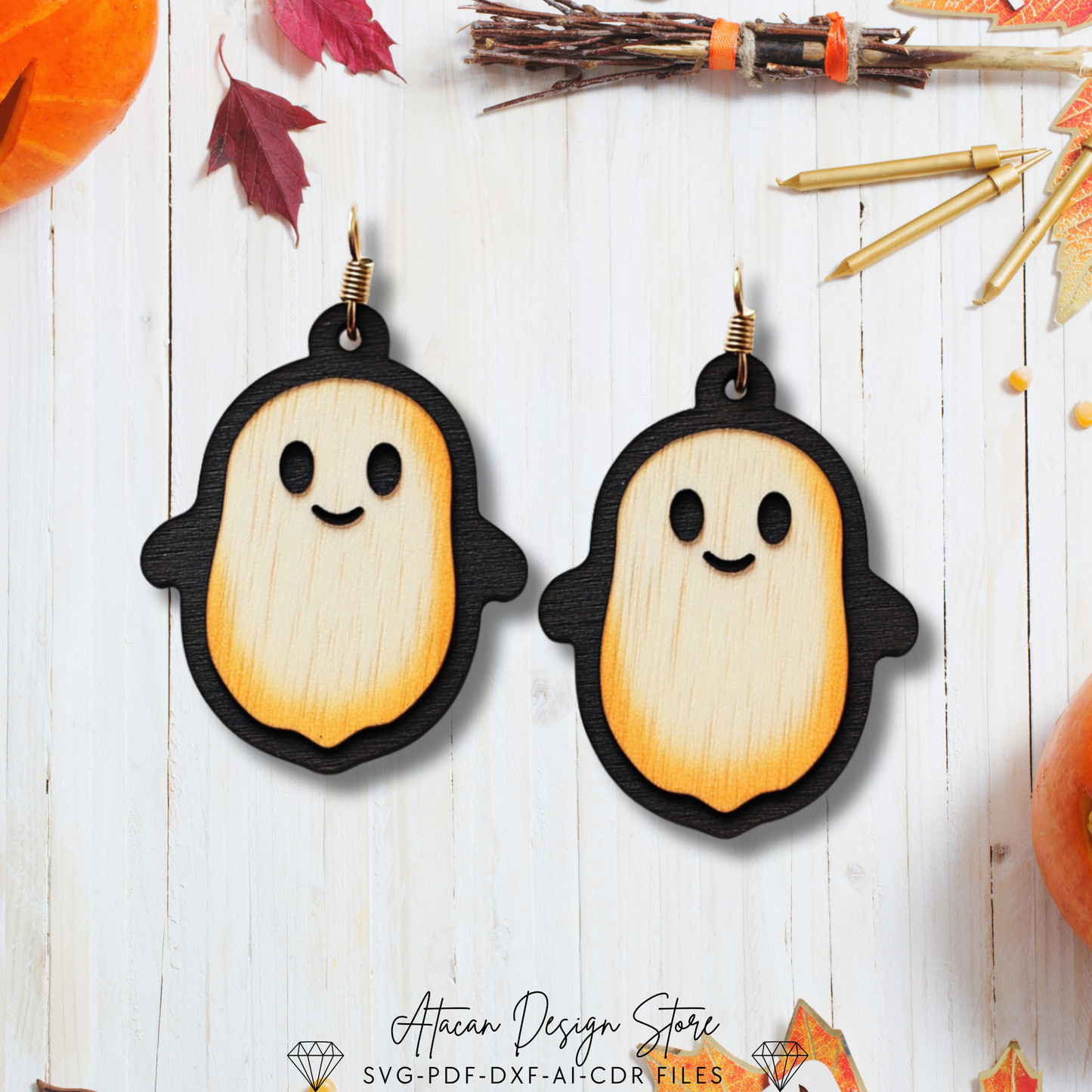 Halloween Ghost Earrings Template | Cute & Spooky Earring Designs for Laser Cutters | Fun Halloween Crafting 721