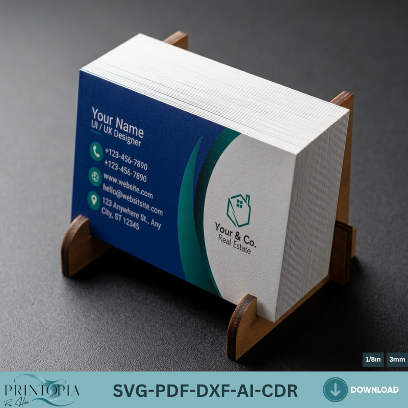 Elegant Business Card Holder Stand Design for Laser Cutting Files
