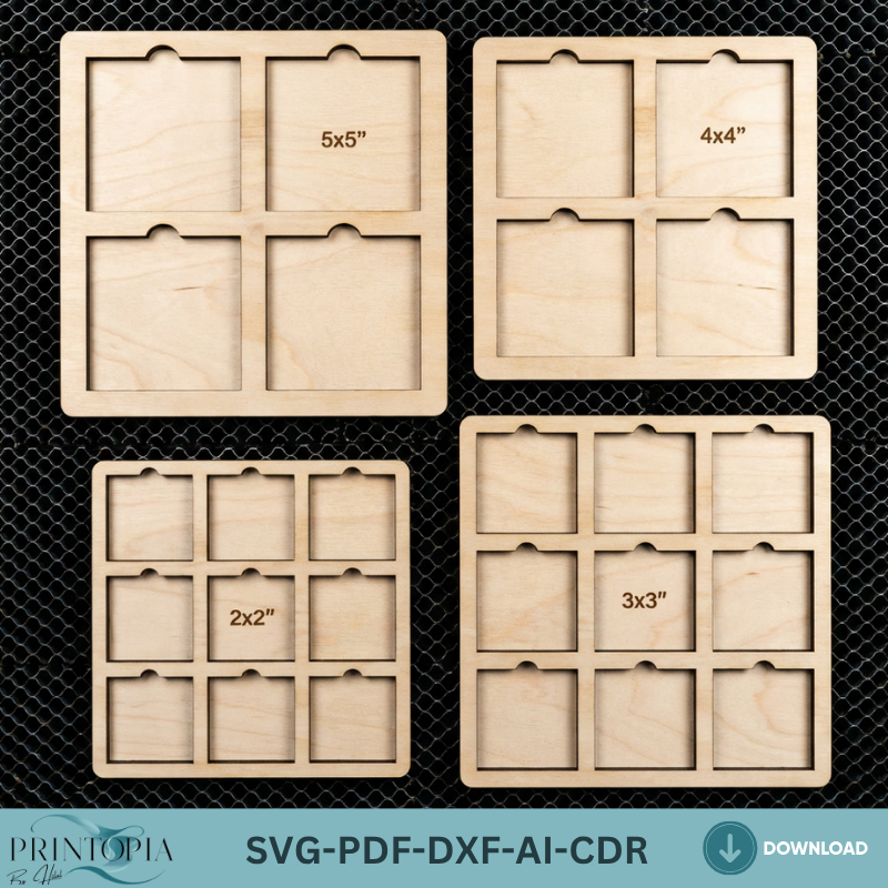 Square Jig Template Bundle for Laser Cutting - Multiple Sizes Jigs for Wood Engraving 152