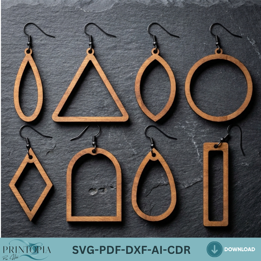 Geometric Wooden Earrings Jewelry Template Boho Earring Designs Wood Jewelry Pattern Digital Download