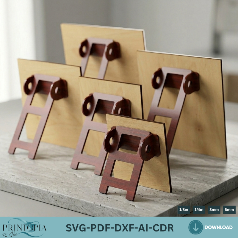Easel Stand Backs - Photo Frame Stand Backs - Wood Easel Display Stand - 3mm- 6mm - 1/4in and 1/8in - Laser Cut File Glowforge ADS263