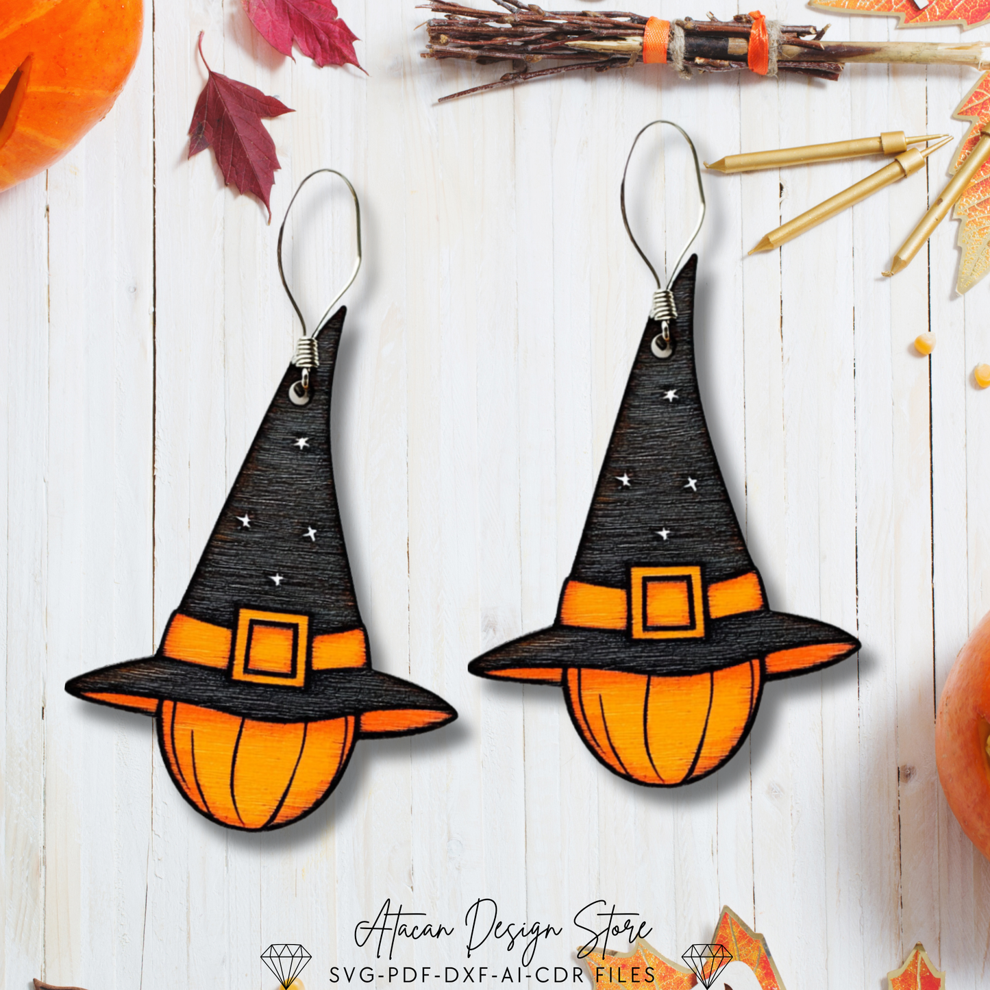 Halloween Earring Bundle - Spooky Coffin, Witch Hat, Ghost & Cat Designs for Laser Cutting 722