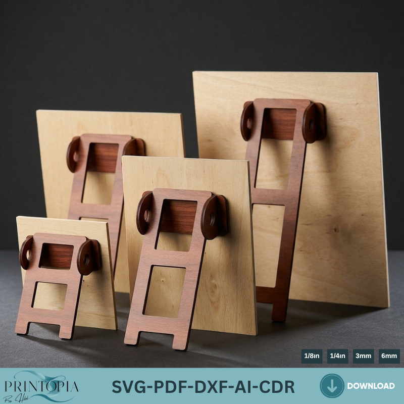 Easel Stand Backs - Photo Frame Stand Backs - Wood Easel Display Stand - 3mm- 6mm - 1/4in and 1/8in - Laser Cut File Glowforge ADS263