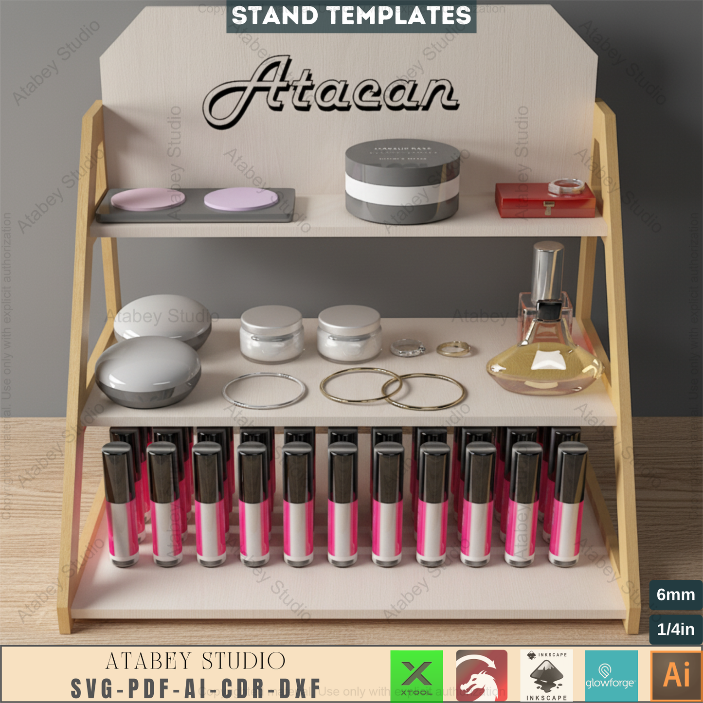 3-Tier Craft Fair Display / Jewelry Stand / Makeup Product Display / Laser Cut Templates 759