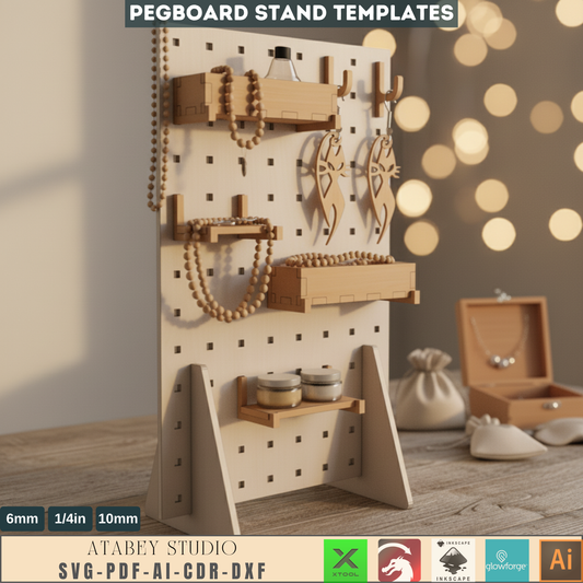 DIY Pegboard Stand & Hooks - Customizable Laser Cut Accessories for Craft Organization 643