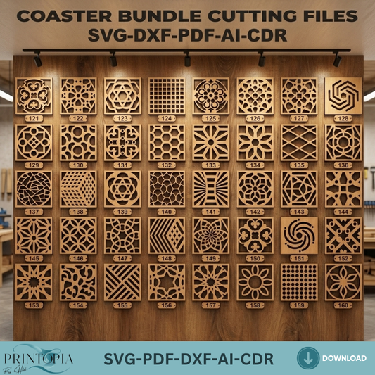 40 Geometric Coasters Wood Acrylic Wall Art Decor Modern Templates Pattern Home Decor DIY