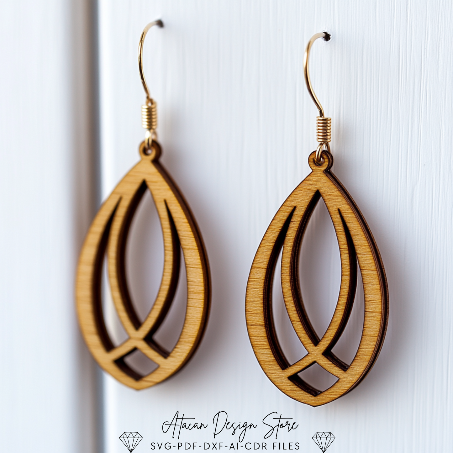 Elegant Teardrop & Cactus Earring Bundle - Laser Cut Ready for Unique Jewelry Designs 724