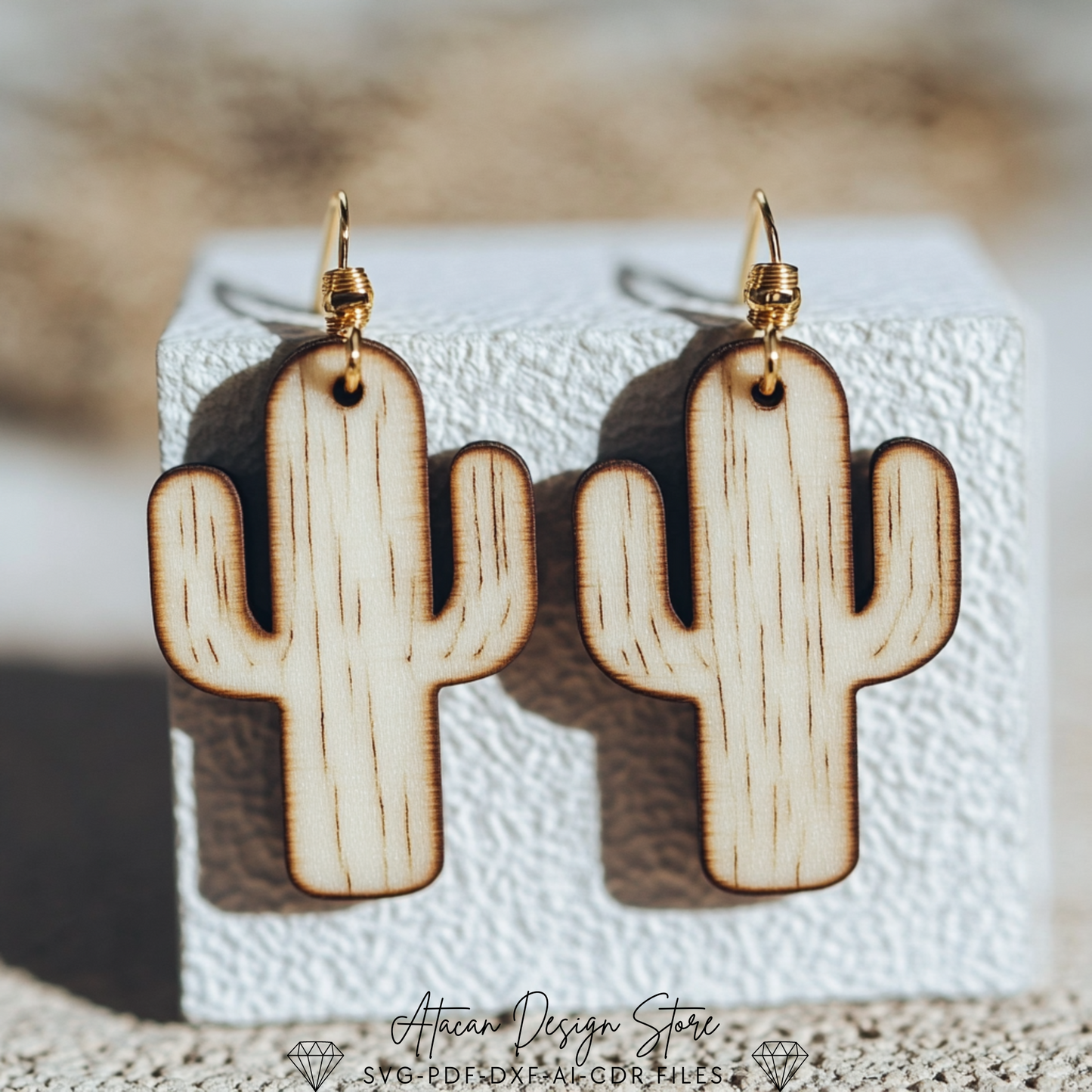 Elegant Teardrop & Cactus Earring Bundle - Laser Cut Ready for Unique Jewelry Designs 724