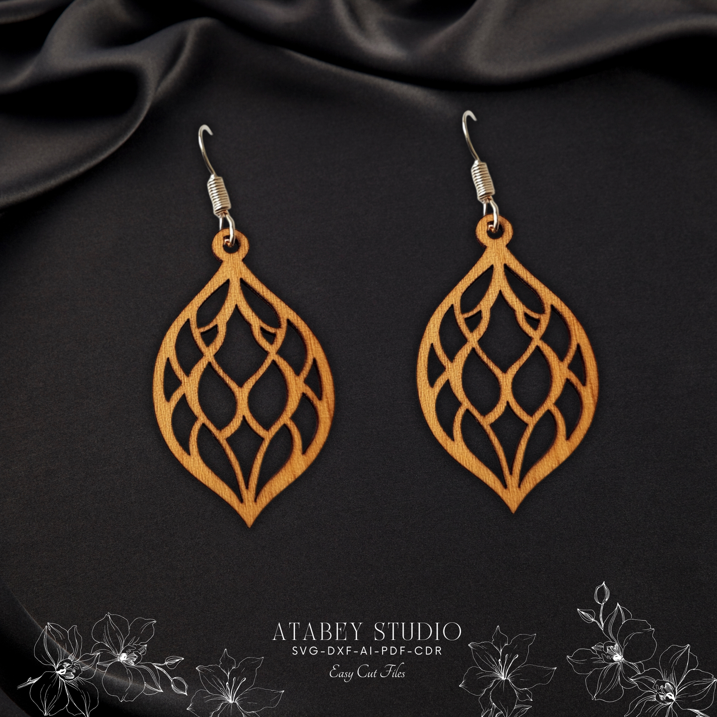 Elegant Teardrop & Cactus Earring Designs - Perfect for Laser Cut Jewelry Projects  882