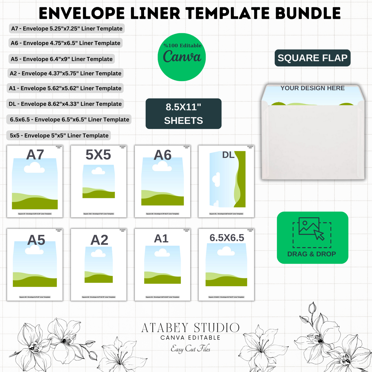 Envelope Liner Templates for Every Occasion: Easy Drag & Drop Design 888