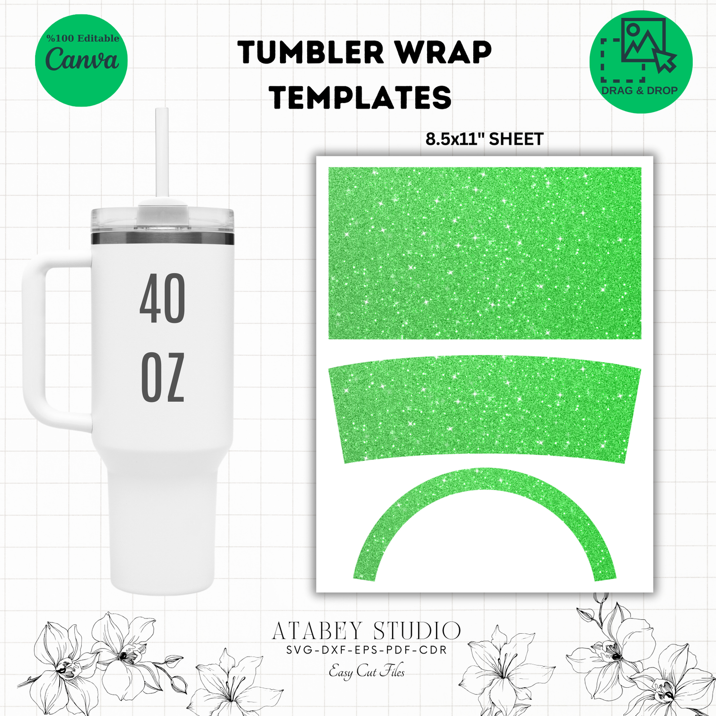 Digital Tumbler Wrap for 40oz: Simple, Stylish, and Customizable 886