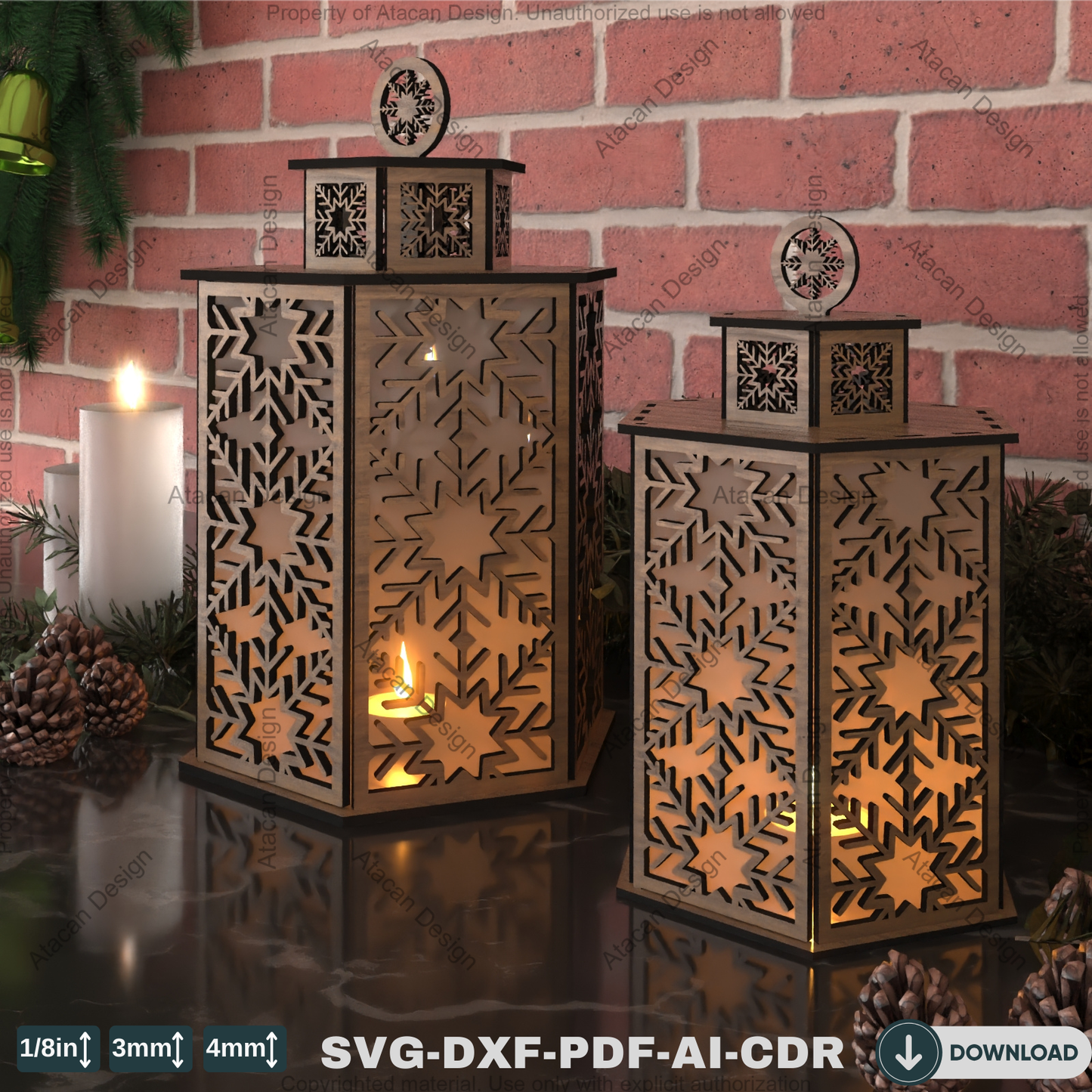 Laser Cut Snowflake Lantern Design | Beautiful Christmas Table Light Decoration 789