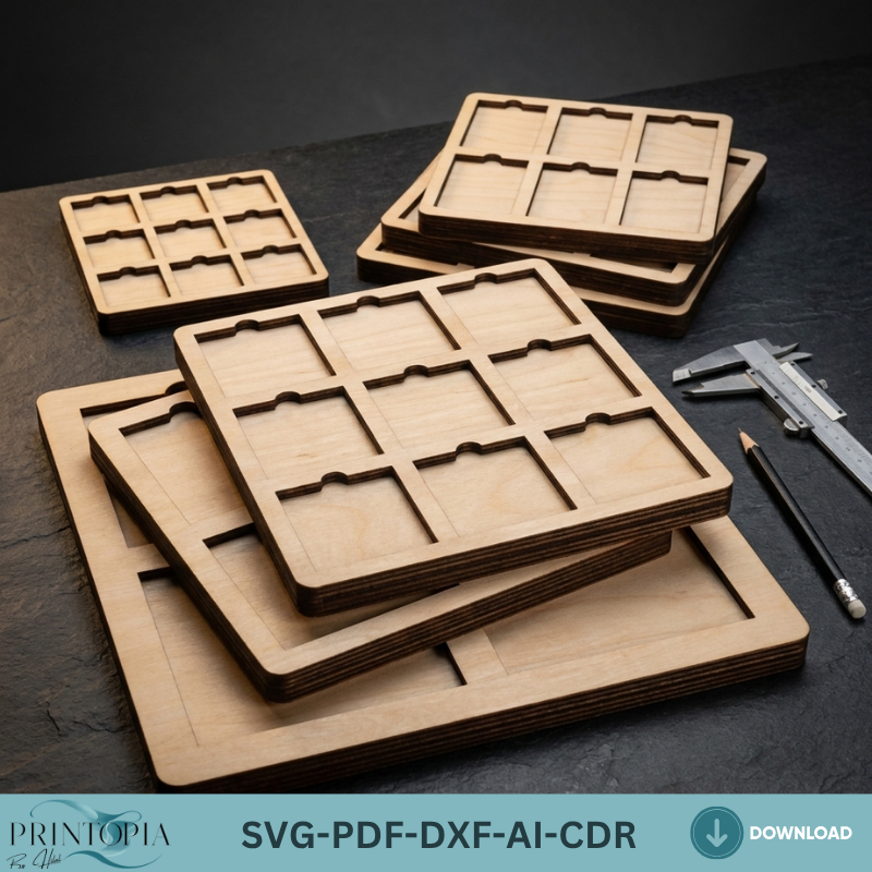 Square Jig Template Bundle for Laser Cutting - Multiple Sizes Jigs for Wood Engraving 152