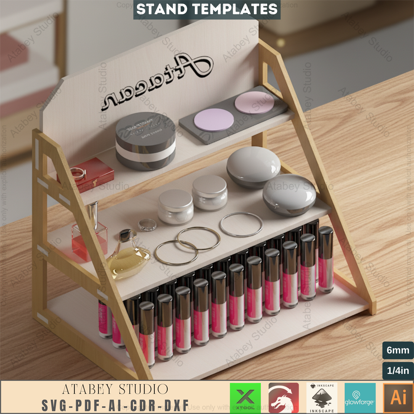 3-Tier Craft Fair Display / Jewelry Stand / Makeup Product Display / Laser Cut Templates 759