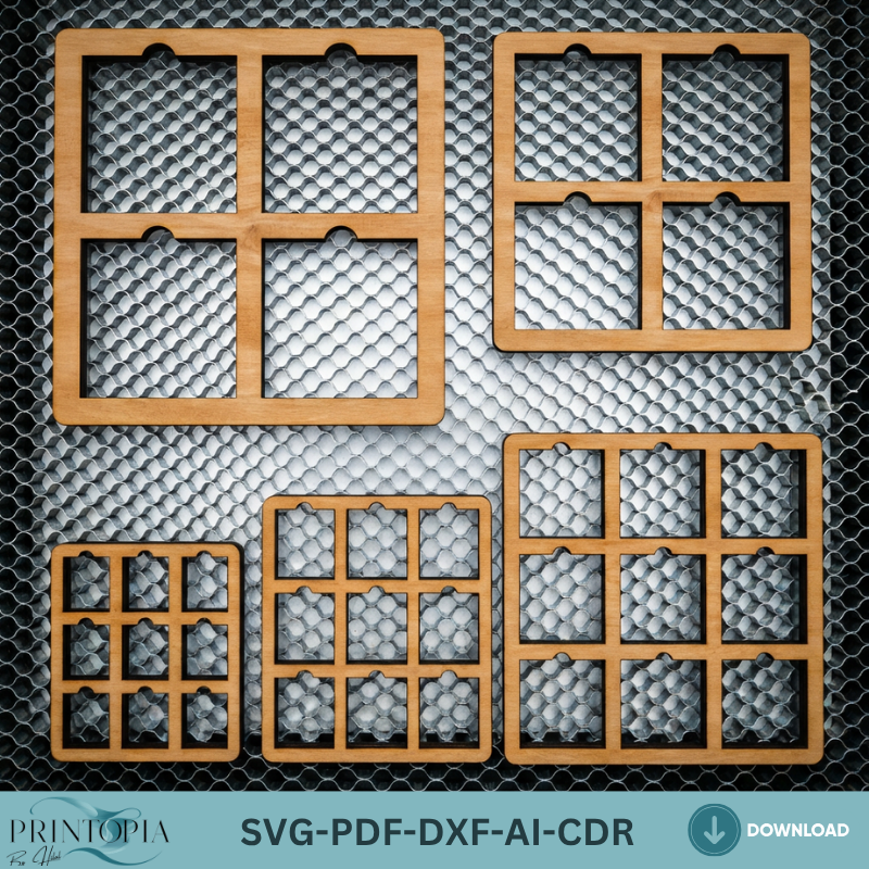 Square Jig Template Bundle for Laser Cutting - Multiple Sizes Jigs for Wood Engraving 152