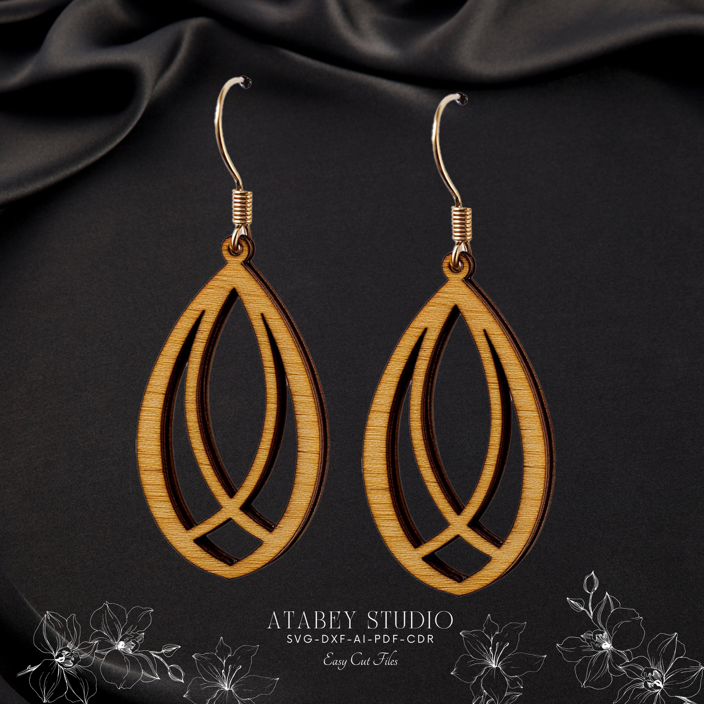 Elegant Teardrop & Cactus Earring Designs - Perfect for Laser Cut Jewelry Projects  882