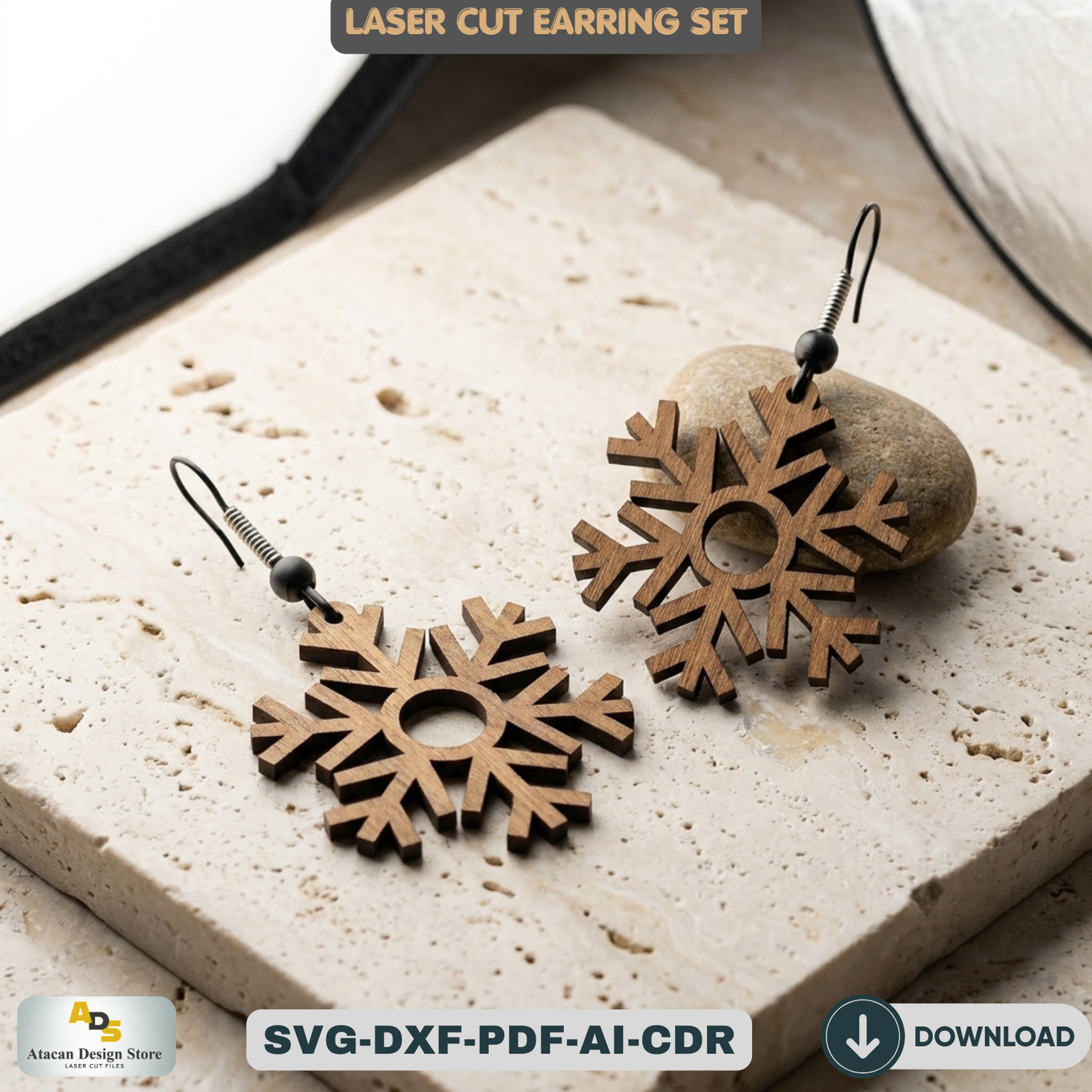 9 Snowflake Earring Designs, Winter Christmas Jewelry Template, Holiday Craft Project 209