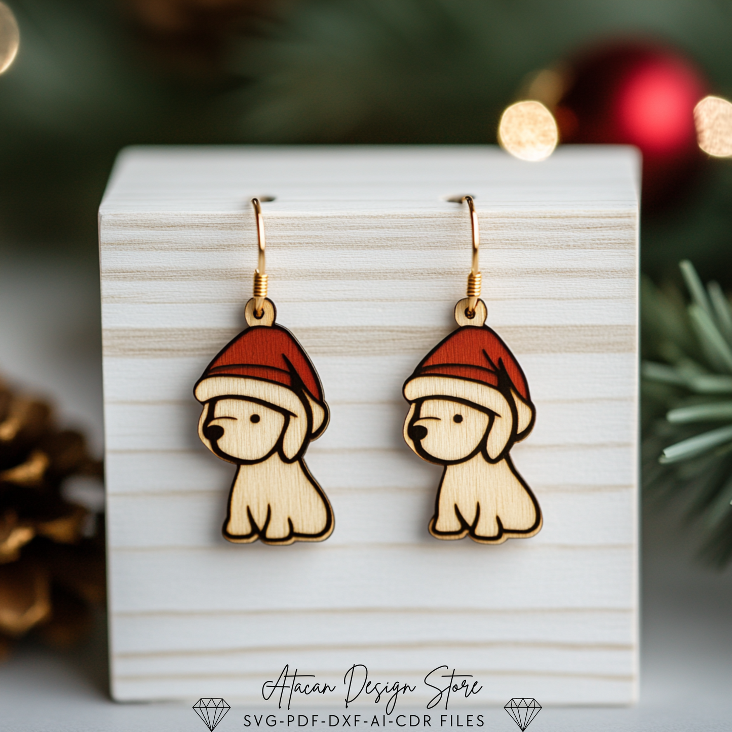 Christmas Dog Earrings Template - Laser Cut Ready for Festive Jewelry Making 723