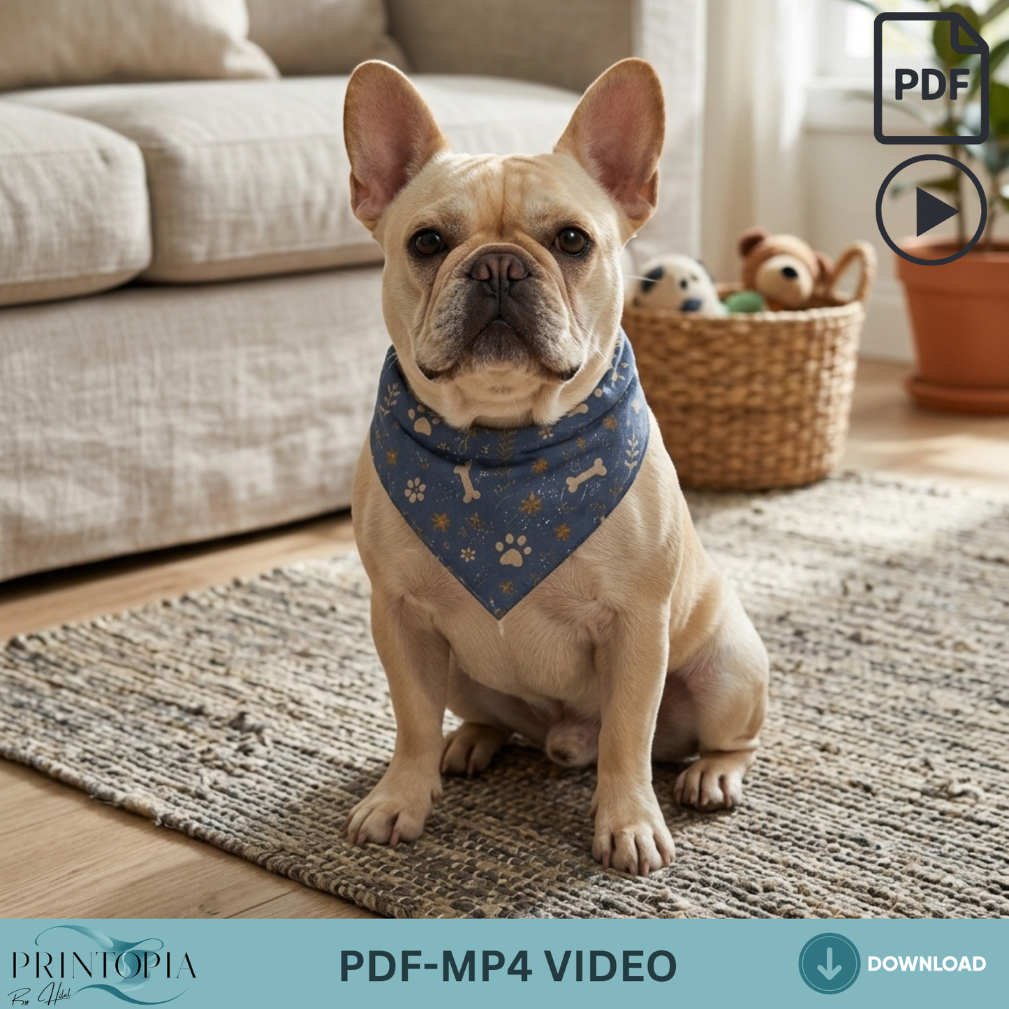 Dog Scrunchie Bandana Sewing Pattern PDF 12 Sizes Instant Download