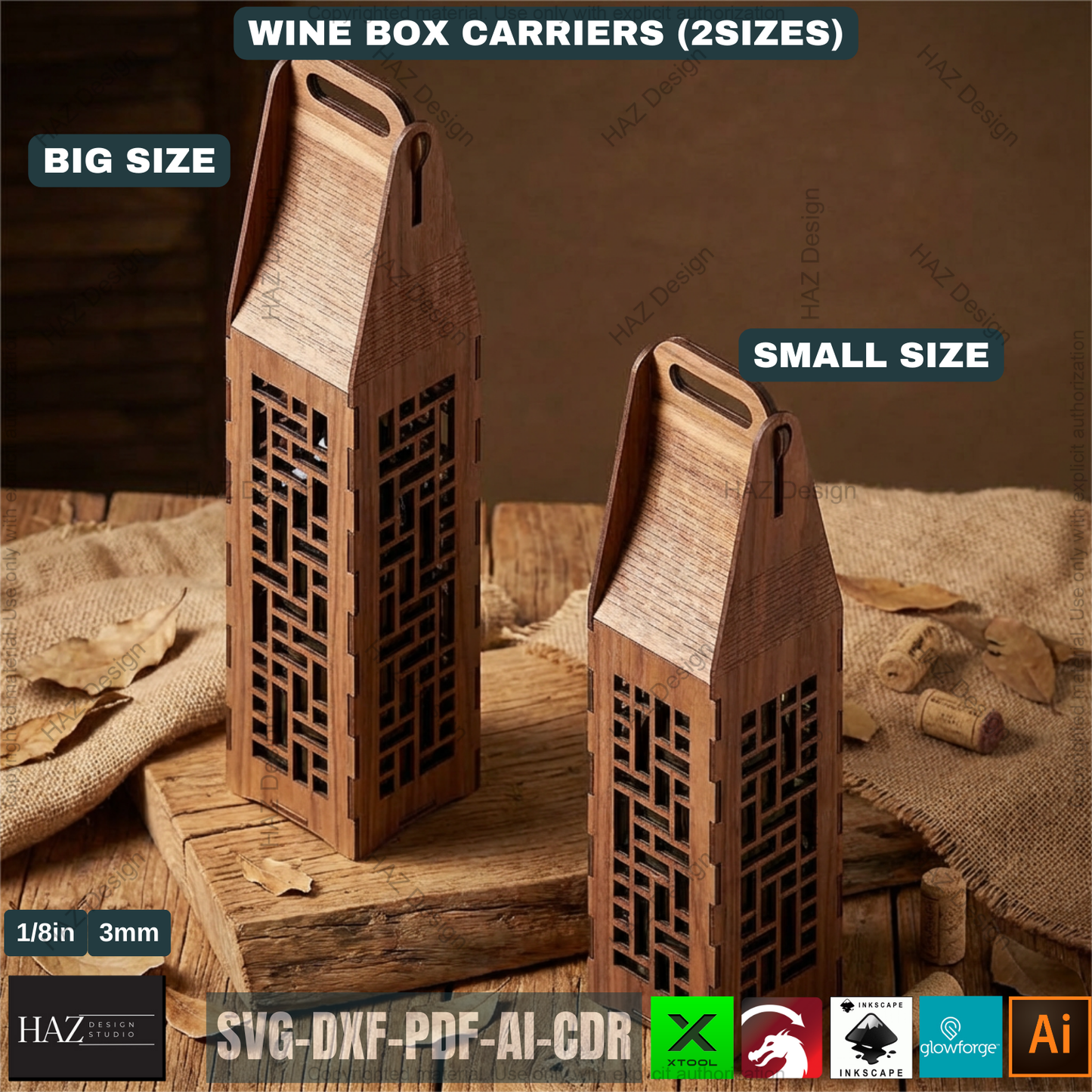 Laser Cut Wine Box Templates Wooden Bottle Carrier Gift Crate Patterns Wedding Wine Holder Laser Ready Cut Files 514