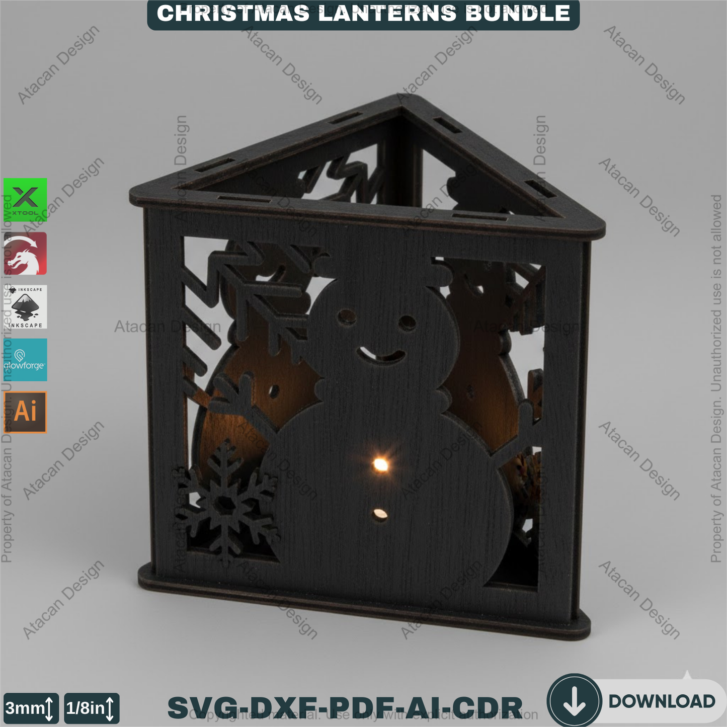 Christmas Lantern Bundle Laser Cut Files, Triangle Tealight Holder, Wooden Xmas Table Decor, Holiday Candle Box 928
