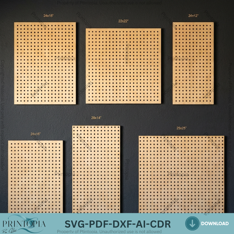 22 Sizes Pegboard Laser Cut Templates, Round Hole Wall Organizer Panel,Tool Display Board 336