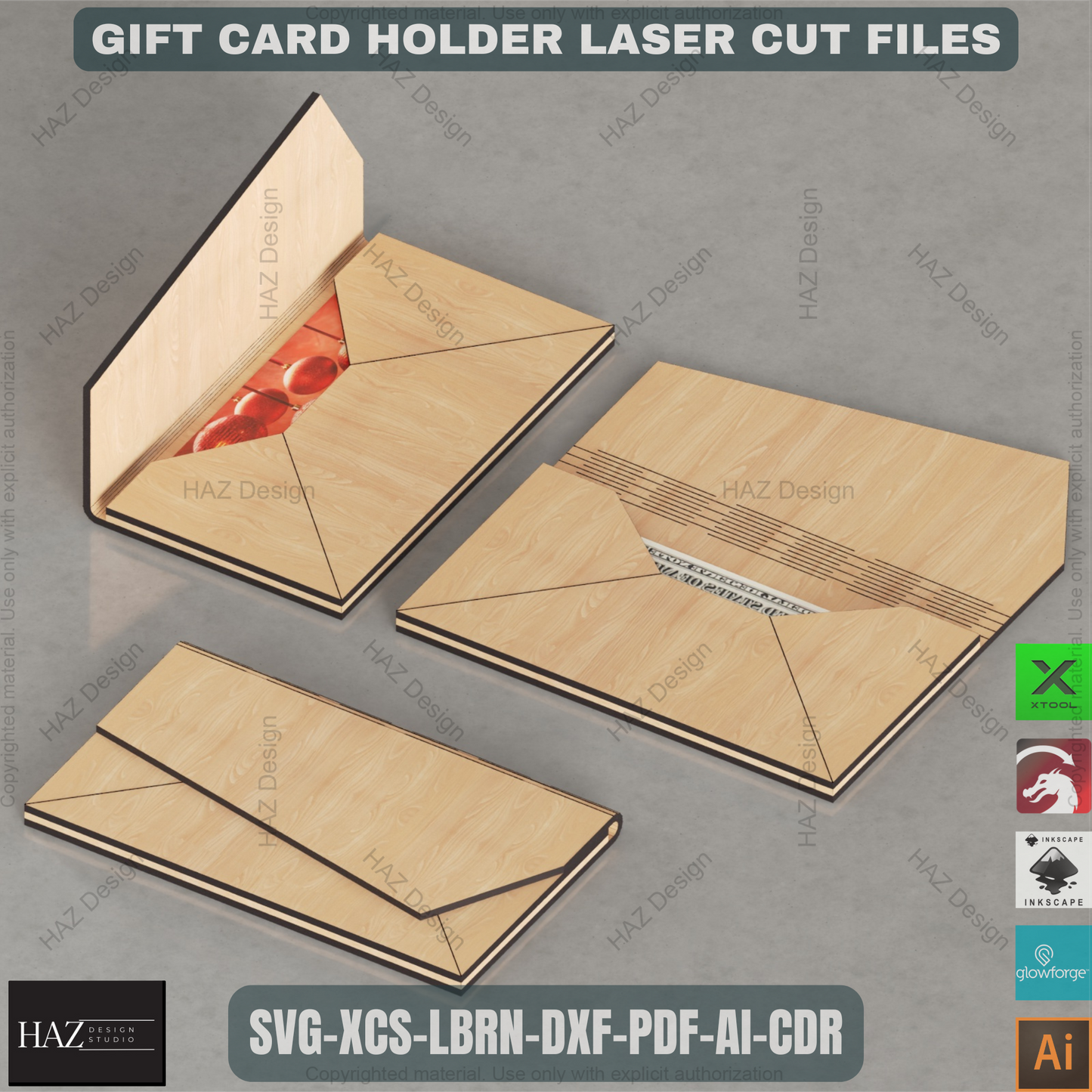 Creative Laser Cut Gift Card Box Files, Multi-Design Money Pocket Template, Instant DIY Project for Laser Crafters Description: