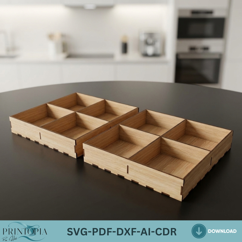 Geometric Laser Cut Coasters with Box Holder Set Modern Drink Coaster Bundle 030