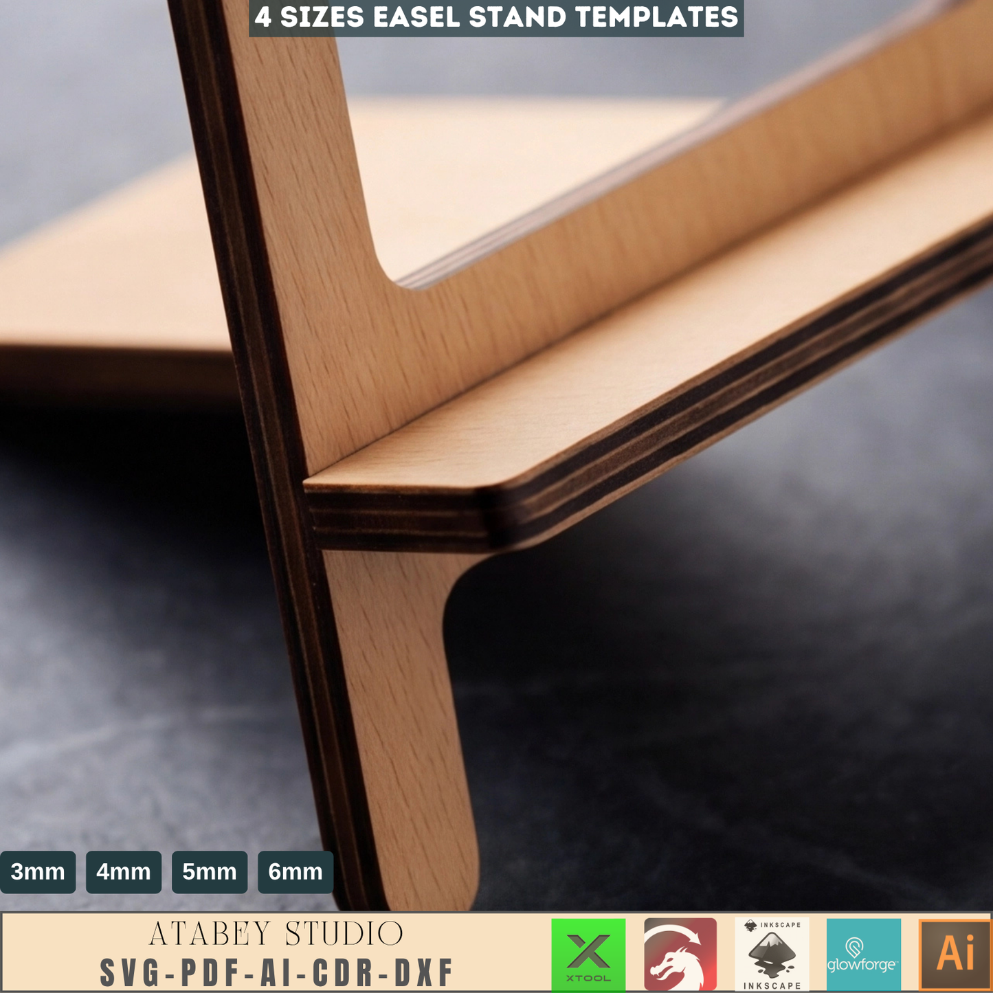 asel Stand Template 4 Sizes Tabletop Menu Holder Wood Display Stand Plywood Plate Holder
