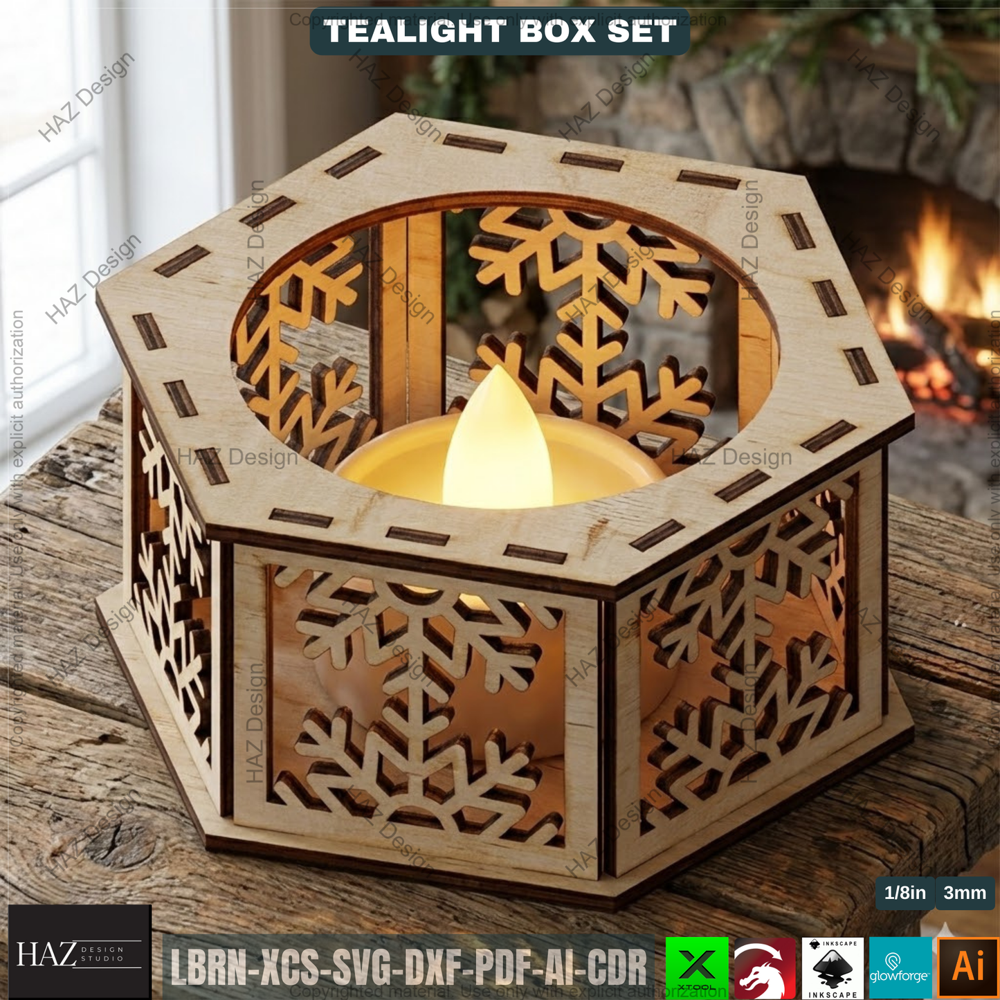 Christmas Tealight Box Bundle, Laser Cut Lantern Templates, DIY Holiday Candle Holders 505