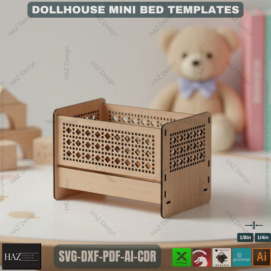 Plywood Doll Cradle Laser Vector Files /  Crib Toy For Dolls / Wood Baby Bed  SVG DXF CDR Ai 067