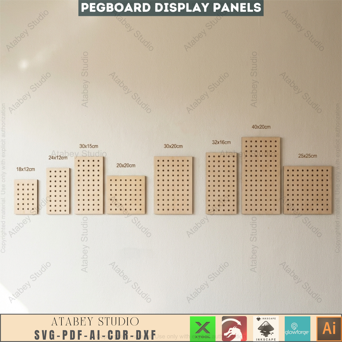 Pegboard Display Panel Templates, 20 Sizes Wall Organizer, Hole Board Pattern for Makers 993