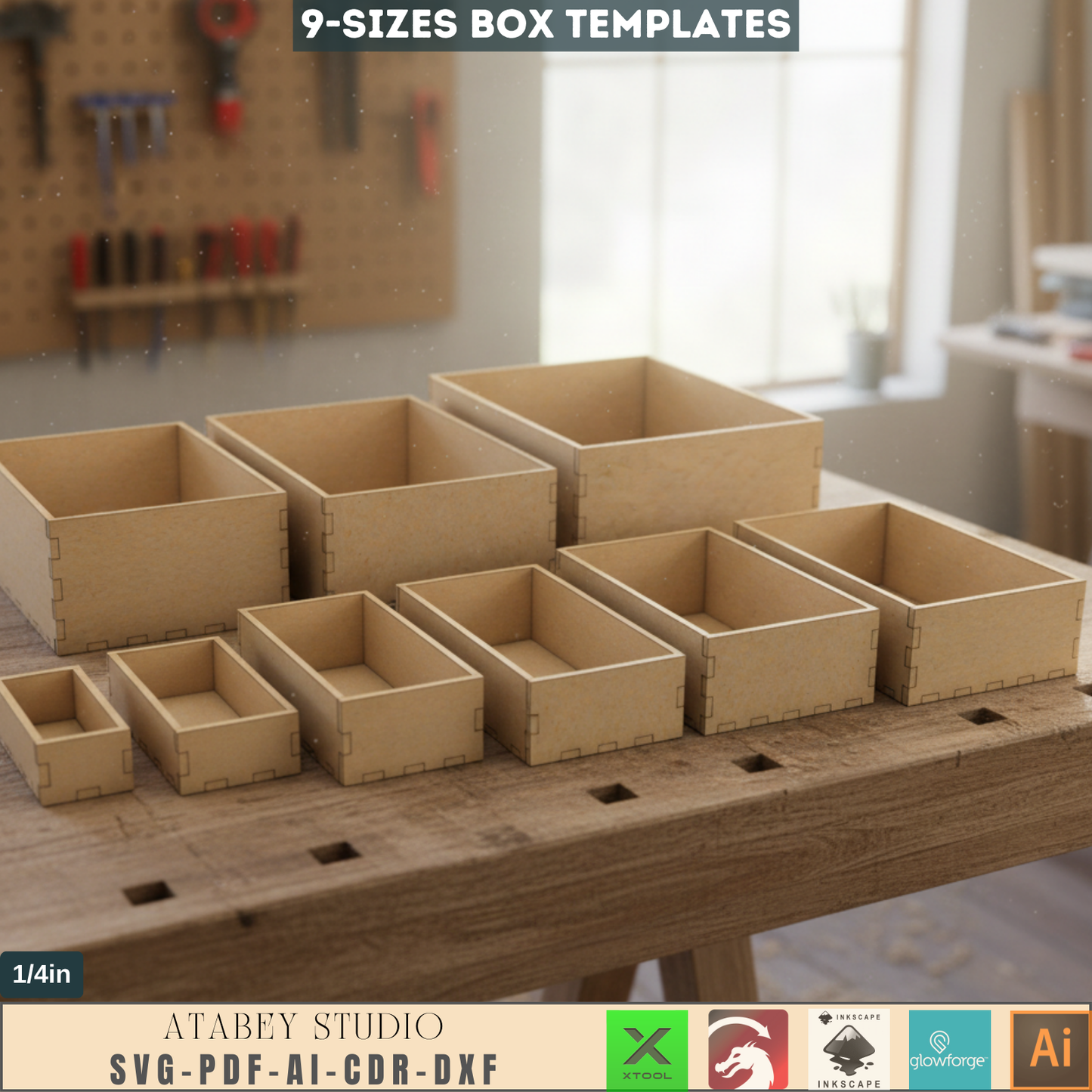 DIY Laser Cut Box Templates - Woodworking Boxes - Perfect for 1/4 Inch Wood Projects 781