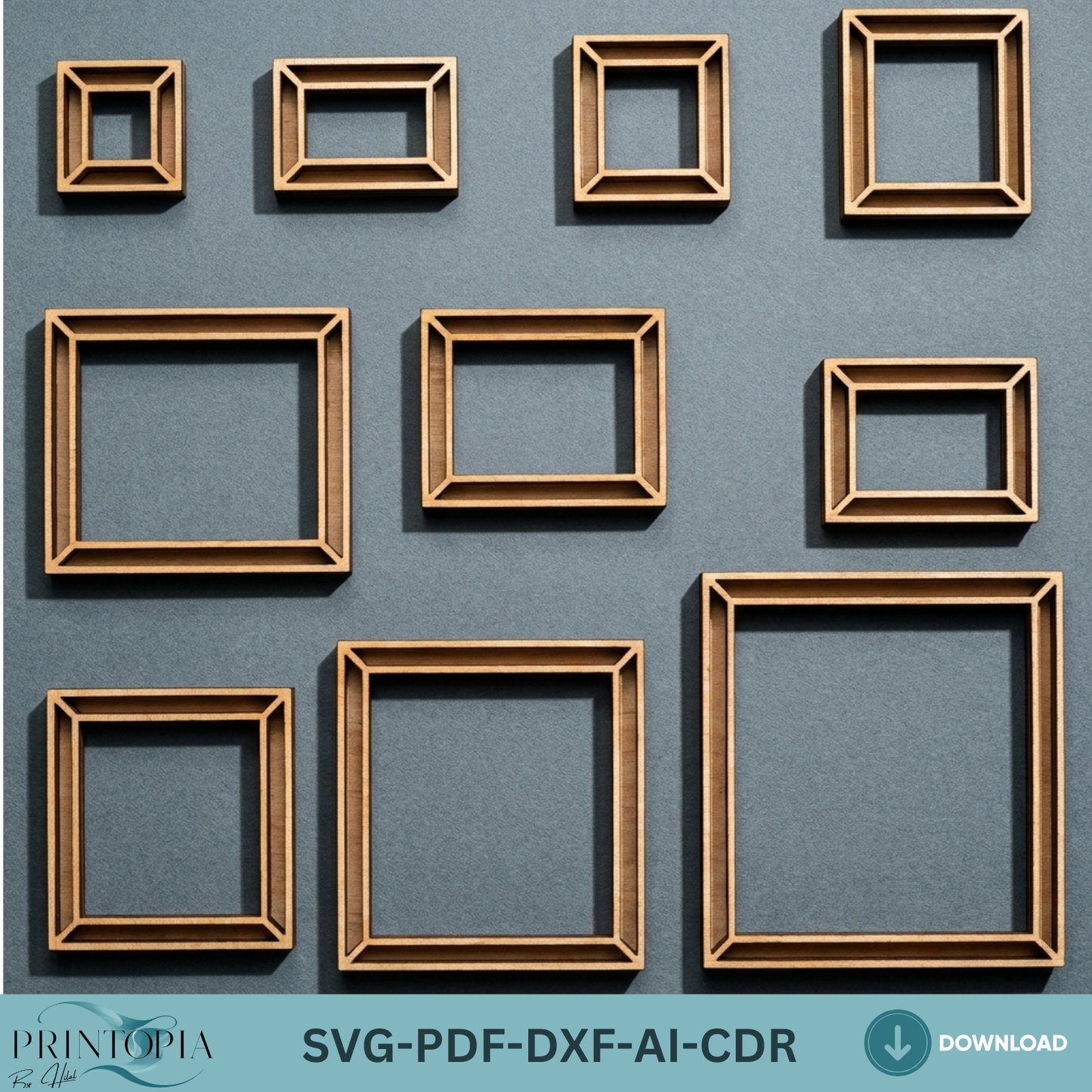 Plywood Blank Photo Frame Template Set, Wood Picture Frame Cutting File, Glowforge xTool Ready