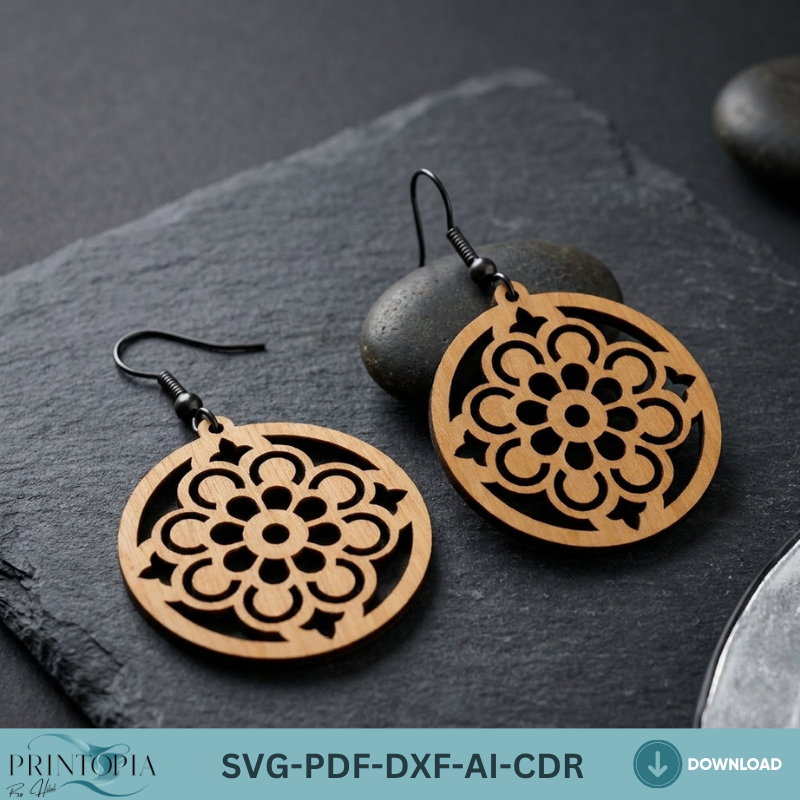 10 Wooden Earring Laser Cut Files SVG Bundle Geometric Jewelry Templates DIY Wood Earring