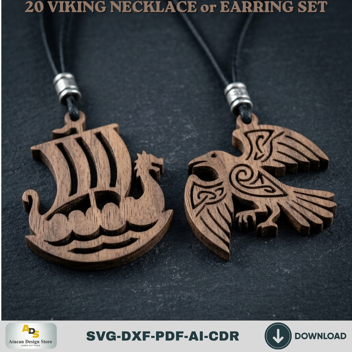 20 Viking Norse Jewelry Laser Cut Templates Necklace Earring Pendant Designs